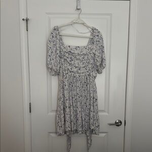 ARULA Blue and White Floral Mini Dress